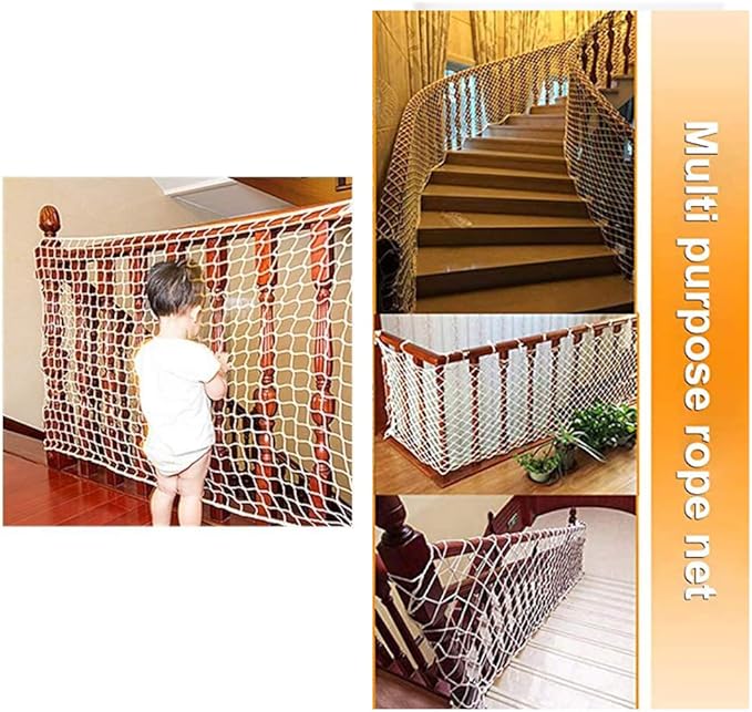 White Safety Net Stair Anti-Fall Knotless Fence Protective Netting for Kids, Nylon Stairway Balcony Railing Protection Net for Children Pets Banister Playground 1x1M(3x3FT)