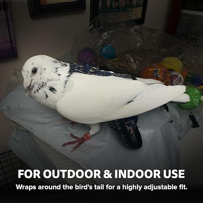 Hen Holster Premium Starter Kit - Bird Diaper, Wrap Around for Larger Pigeons, Small Breed Hens & Roosters - Leak-Proof, Comfortable Bird Harness with Sewn-in Liner & Hook & Loop Closure - XS, Denim
