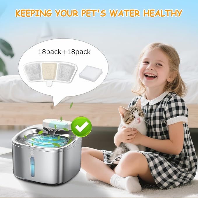 12 Pack PW04 3.5L Wireless Pet Fountain Filters for Hard Water, Reduces Limescale & Bad Taste, Compatible with Oneisall Cat Water Fountain Dispenser, Long Lasting Replacement Filter