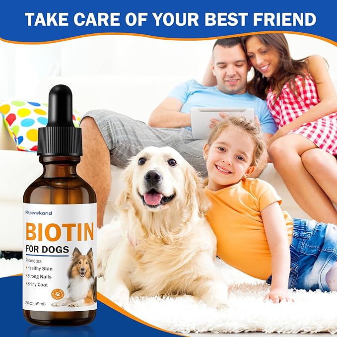 Liquid Biotin Supplement for Dogs, 2000 mcg, Strengthens Dog Nails, Promotes Healthy Coat & Skin with Biotin and Collagen, Slows Down Dog Shedding, Relieves Dry Skin, Faster Absorption, 2 oz