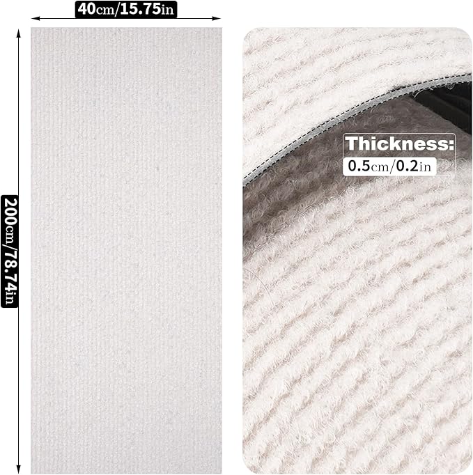 Cat Scratching Mat, Trimmable DIY Self-Adhesive Anti Scratch Furniture Protector, Climbing Wall Carpet, Couch Protector, Scratcher Scratching Pad Post Replacement (Beige, 78.7"x15.8")