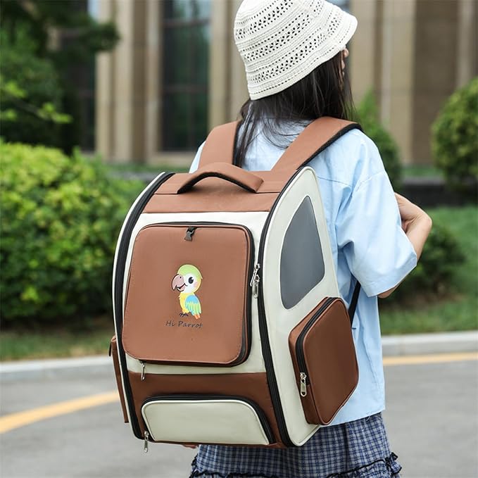 Small Bird Carriers Bag with Multiple Storage Pocket for Treats and Toy Easy to Carry Pet Transport Backpack Travel Bag