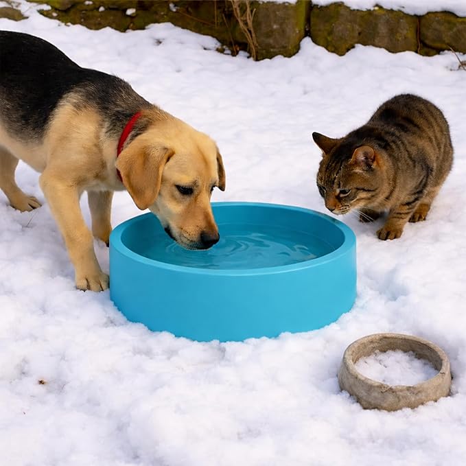 Large Heated Water Bowl for Dog & Cat, Outdoor Heated Dog Bowl with Chew Resistant Power Cord, Waterproof Heated Pet Bowl Smart Thermal-Dish in Winter for Dog Cat Chicken Birds, 108 OZ UL Certified