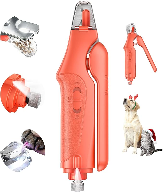 2-in-1 Cat Nail Clippers & Dog Nail Clippers Trimmers for Large Medium Small Dogs Cats Claw Trimmer Quick Sensor and Safety Guard USB Rechargeable with 2 LED Lights Dogs Nail Trimmer