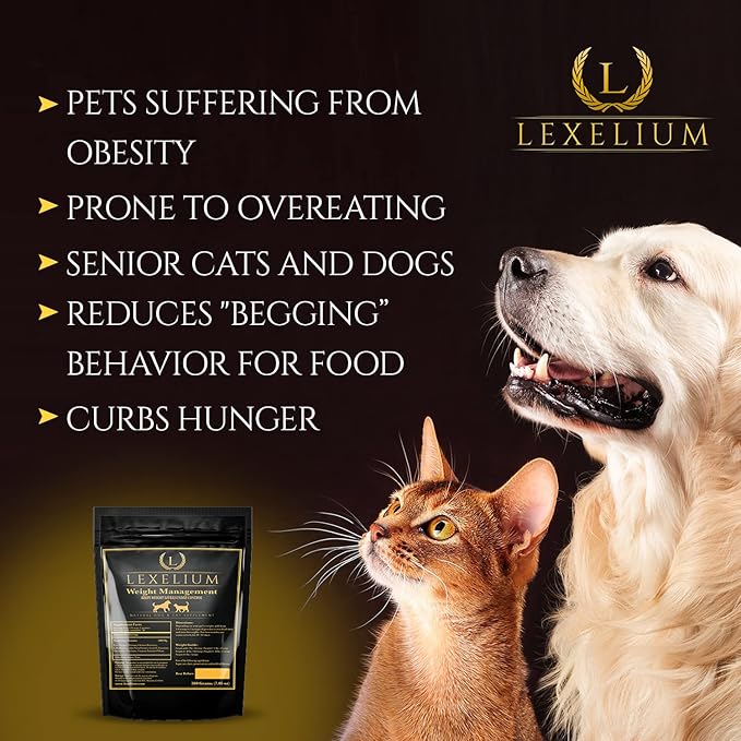 Organic Weight Management Supplement for Cats & Dogs | 100% Natural Pet Supplement Powder | Helps with Weight Loss & Curbing Appetite | Keeps Cats and Dogs from Overeating | 200 Grams