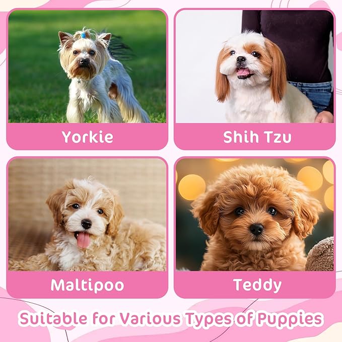 Small Dogs Brush Puppy Hair Brush Soft Pet Massaging Grooming Brushes Gentle Hair Remover for Teddy Yorkies Maltese Shih Tzu Chihuahua Maltipoos Small Breeds Cat Animals Wet or Dry Fur (pink)