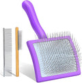 Slicker Brush for Dogs, Large Long Pin Dog Grooming Brush for Doodles Goldendoodles Poodles Labradoodle Bernedoodles, 3 Pcs Wooden Handle for Mats Tangles - Purple