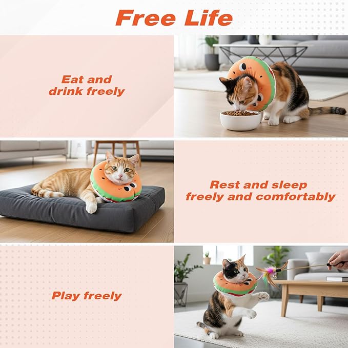 Cat Cone Collar Adjustable Soft Cat Cone to Stop Licking Scratching Comfy Elizabethan Collars Cute Lightweight Comfortable Donut Collar for Small Dogs Cats Kitten After Surgery