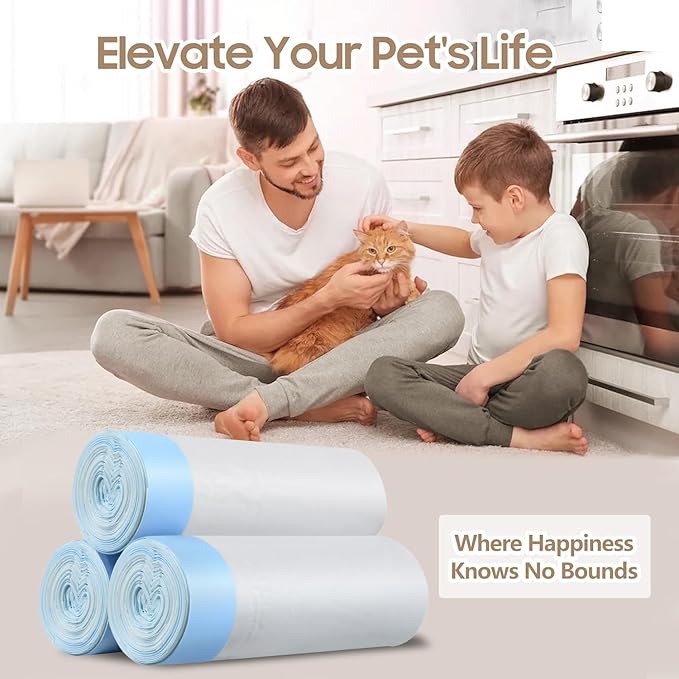 54 Pack Litter Box Liners Compatible with Safe Pets ScoopFree Crystal Pro Cat Litter Box, Large Cat Waste Poop Bags with Drawstring Heavy Tear-free- 37" x 13"