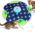 Interactive Cat Toys with Moving Feather Concealed in Mat, Motion Activated, Mouse Squeaky, Rechargeable Cat Exercise Toys for Bored Cats