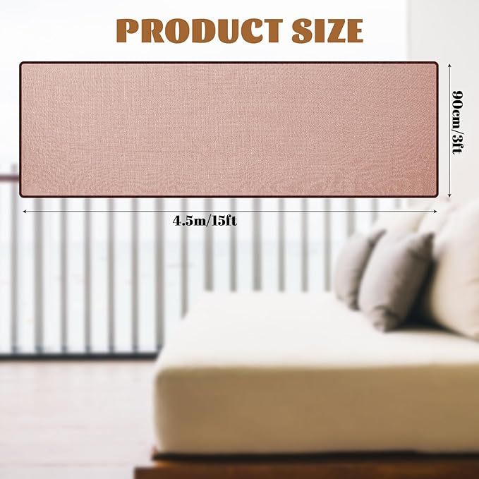Hosuly Banister Guard 15 x 3 ft Balcony Netting for Kids Pets Stairway Safety Net Baby Fence Door Balcony Netting Safety Mesh Stair Net with No Drilling for Apartment Railing(Brown)