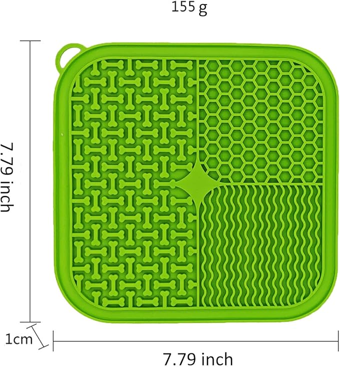 Dog Lick Mat, Slow Feeder Licking Mat for Dogs and Cats with Suction Cups, Non-Slip Lick Pad for Feeding and Training (Green)