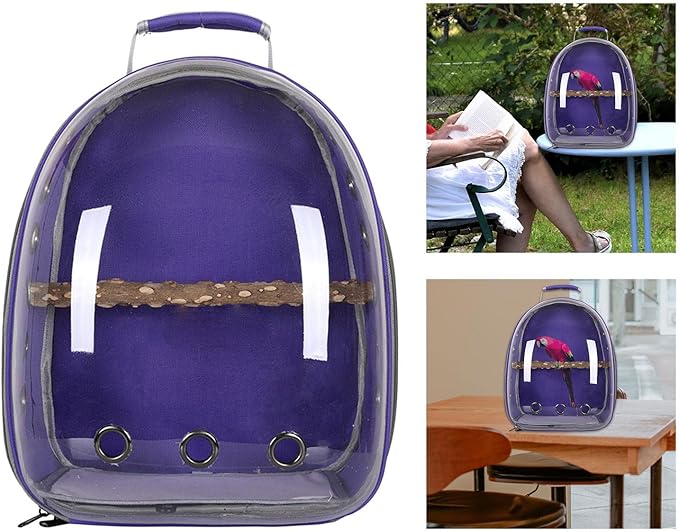 Gralara Bird Backpack Carrier for Parrots with Window for Small and Medium Birds, Purple