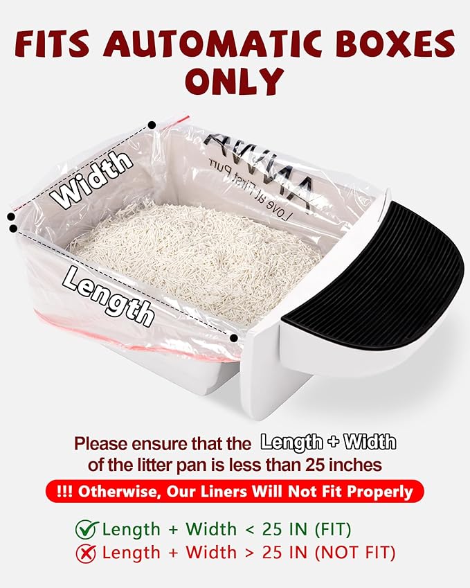 ANWA 25 Count Litter Box Robot 4/5/5 Pro/EVO Waste Bags, Upgraded 1.5X Thicker Cat Litter Bags for Automatic Litter Box, Drawstring Design, Zero Leaks