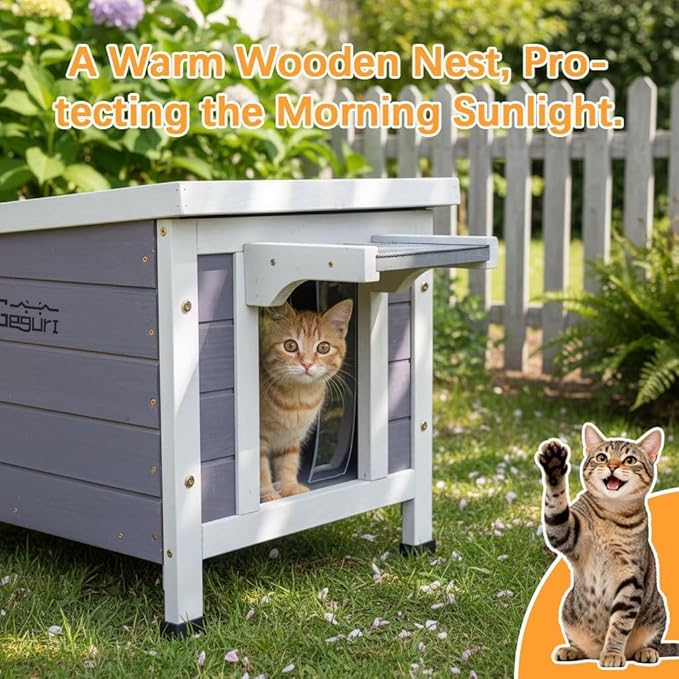 Insulated Outdoor Cat House - All-Weather Proof Shelter with Thermal Layer, Elevated Floor & Asphalt Roof for Winter, Weatherproof & Warm Shelter for Cats