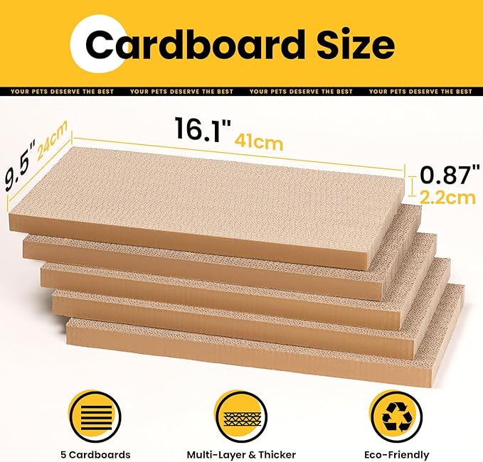 Conlun Cat Scratcher Box with Heavy-Duty Double-Sided Cardboard Pad, Cardboard Lounger, Cat Bed for Indoor Cats, Interactive Hole Design, Large - 5 Pack, White