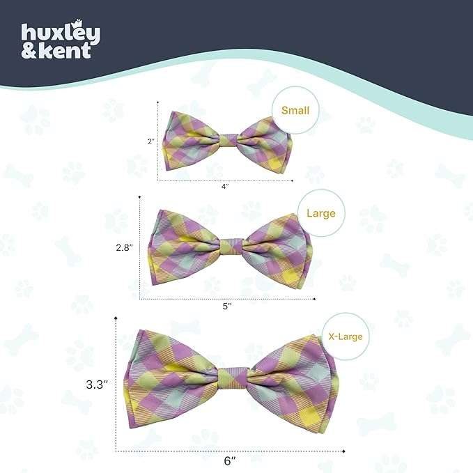 Huxley & Kent Pet Bow Tie for Dogs & Cats - Spring Theme Adjustable Hook & Loop Collar Accessory - Cute & Comfortable for Holidays & Celebrations - Lavender Lemon, Extra-Large