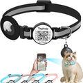 Airtag Cat Collar Breakaway with QR Code Name Tag, Reflective cat Collar airtag Holder with Bell, Cat ID Tag Personalized, Ultra-Durable, Adjustable, Quick Release, Fits Most Cats (Black)