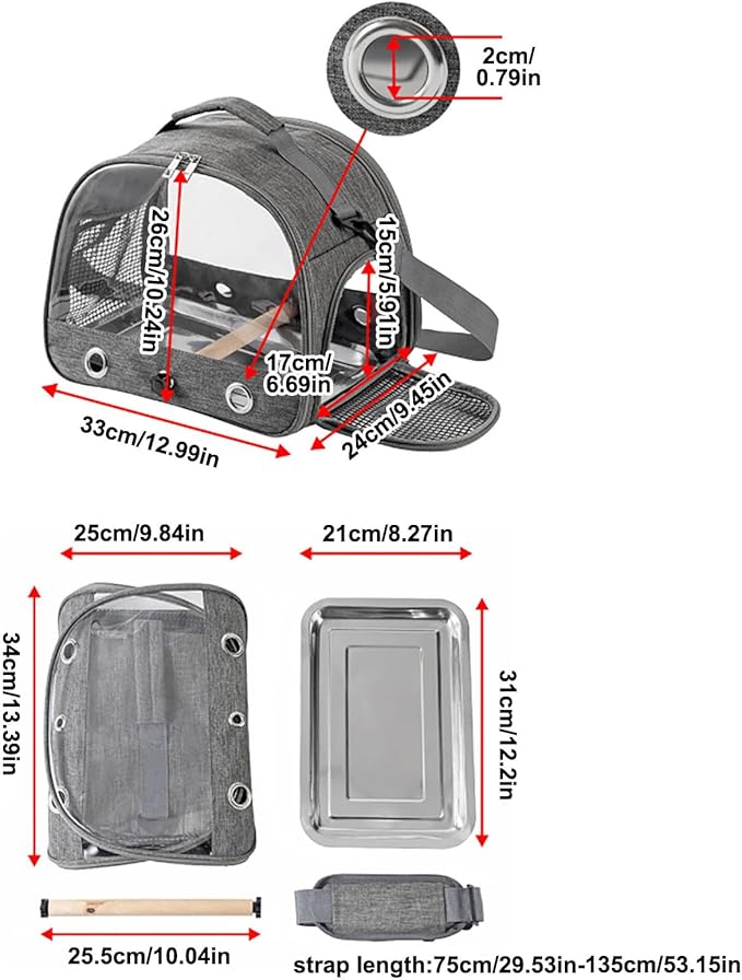 Portable Bird Carrier, Small Bird Travel Cage Carrier for Small Medium Parrot, Lightweight & Breathable Bird Cage with Zipper for Vet Visit Shopping and Outdoor Adventure (Color B)
