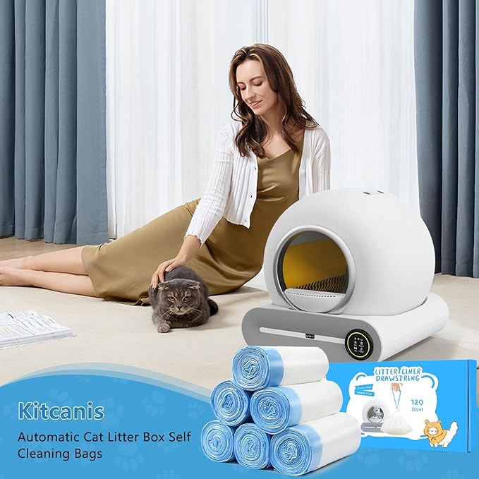 120count Cat Litter Box Liner Automatic Litter Box for Cat Polyethylene Compatible with MeoWant MW-SC01/MW-SC02/ 1.5 Mil Disposable Scent Free 22lb Load - Liners 17.7 x 19.68
