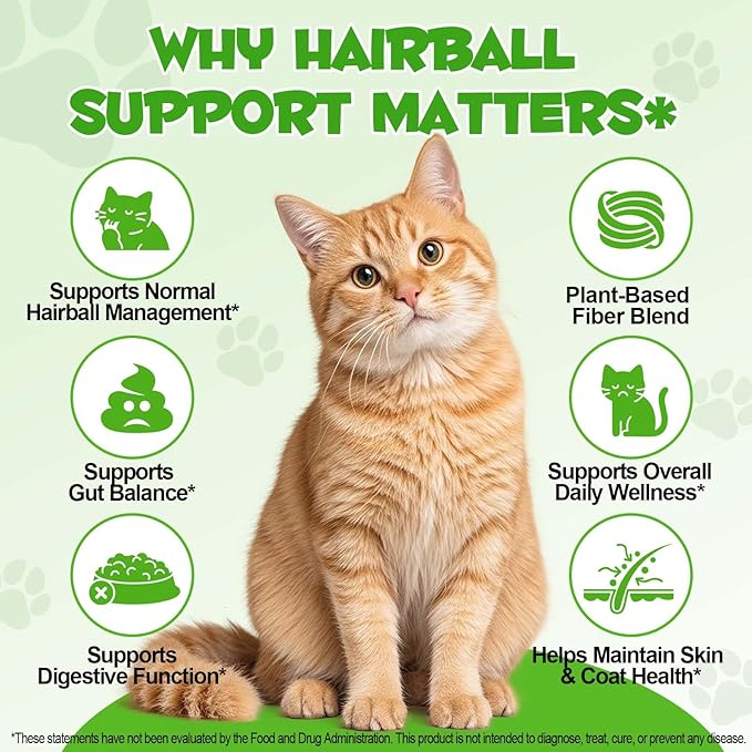 Cat Hairball Remedy Drops, Hairball Treatment for Cats & Kittens with Natural Ingredients, Helps Eliminate and Prevent Hairballs, Cat Grass Flavor, Supports Digestion & Skin Health for All Breeds