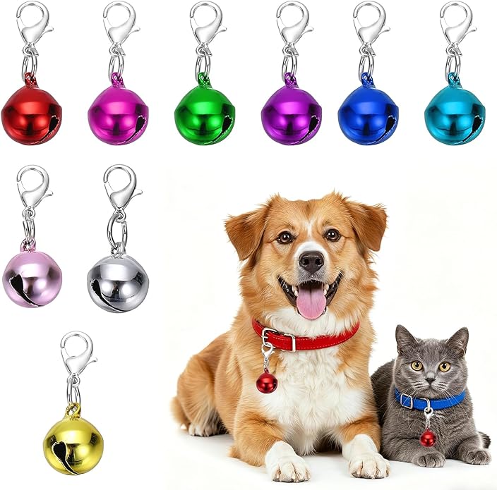 Cat Bell, Small Matte Pet Copper Bell Collars Charm with Lobster Buckle Loud Crisp Sound Anti-Lost Pendant Accessory