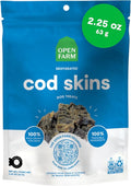 Open Farm, Dehydrated Dog Treats, High Protein & Low Carbohydrate Cod Skins, Crunchy Texture, Single Ingredient Wild-Caught Cod Skins Recipe, 2.25oz Pouch