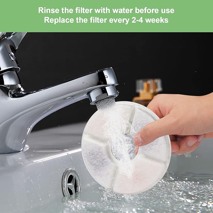 Wonder Creature Cat Water Fountain Filter Replacement, 6/8/12/16/8+4 Pack, Round Carbon Filters for 81oz/2.4L Stainless Steel Top Automatic Pet Fountain (16 Pack)
