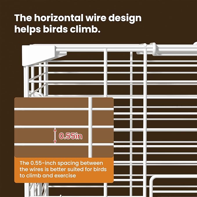 24.8 Inch Bird Cage,Parakeet Cage with Ladder,Swing,Perch,2 Feeders,Small to Medium Birds Cage for Cockatiels, Lovebirds,Parrot (Black)