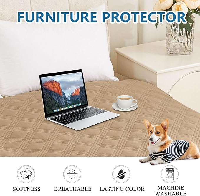 hyha Waterproof Dog Blanket, Reversible Pet Bed Blanket, Soft Sofa Couch Cover for Dogs Washable, Waterproof Pet Couch Covers for Sofa Puppy Cats Furniture Protector(30"x70", Camel/Camel)