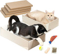 Conlun Cat Scratcher Box with 4 Scratching Pads&2 Separate Cardboard Boxes,2-in-1 Cardboard Cat Scratch for Multiple Kitten Interactive Play,Gradient(Ball & Fish Catnip Toy Included)
