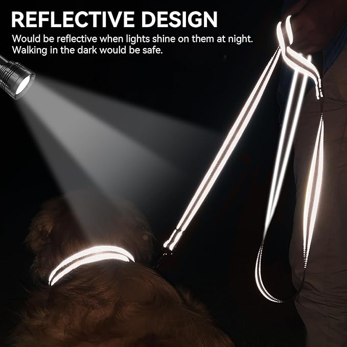 Joytale Double-Sided Reflective Dog Leash, 6 FT/5 FT/4 FT, Padded Handle Nylon Heavy Duty Leashes for Small & Medium Dogs Walking, Brown, 6FT