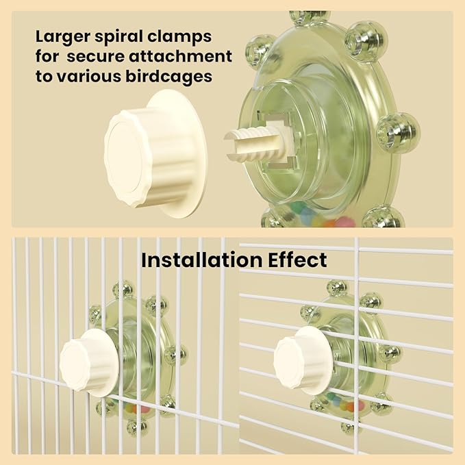 Bird Mirror Toys for Cage,Parakeet Rotating Sound Wheel Toy,Budgie Training Colorful Interactive Chew Toys for Canaries Lovebirds Conures Cockatiels cage Accessories (1, Blue)