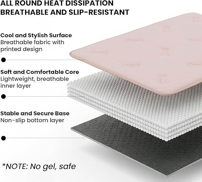 Cooling Pet Mat – 35x23 Dog or Cat Cool & Comfy, Soft Breathable Self-Cooling Pad, Pet-Safe, Durable, Perfect for Hot Weather, Naps, Crates, Cars, Couch, Washable & Easy to Take Anywhere, Pink