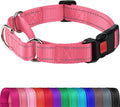 Joytale Martingale Collar for Dogs, Reflective Heavy Duty for Safety, Quick Release Buckle, Adjustable Nylon Collars for Large Dogs Walking Training, Neon Pink, L