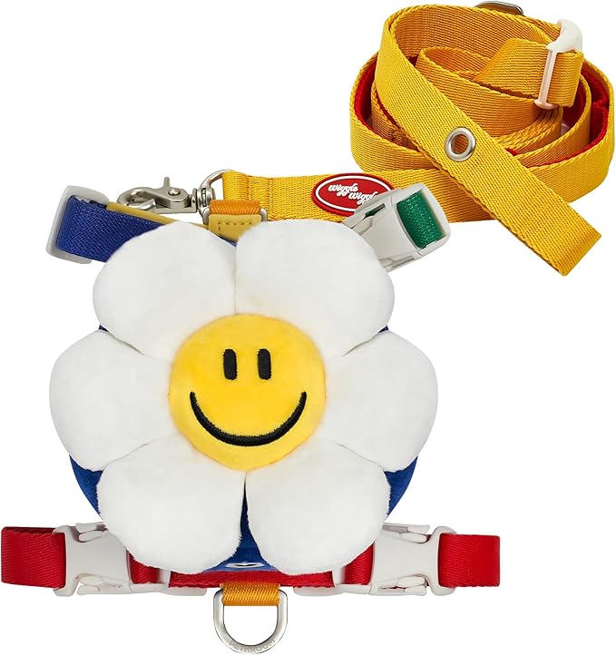 PETHROOM × Wiggle Wiggle Smile We Love Harness Set – Cute Dog Harness with Matching Leash & Backpack, Comfortable Walk & Travel Gear for Small to Medium Dogs, Large