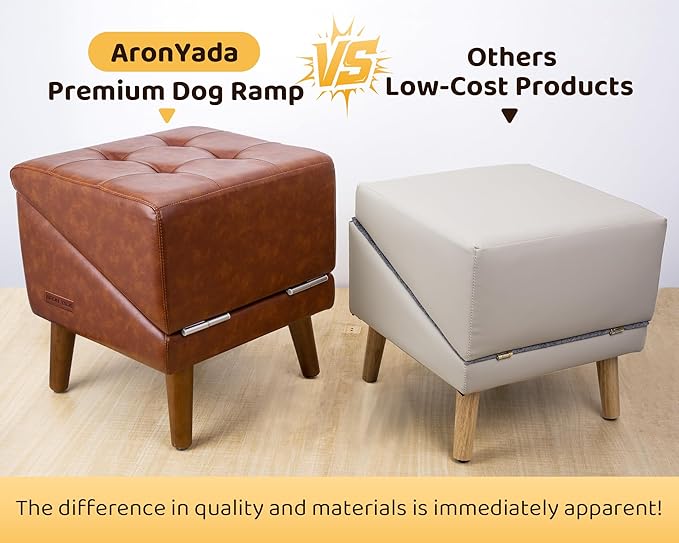 Dog Stairs for Small Dogs and Cats 16" H - with Encrypted Dot-Grip Non-Slip Surface, 2-in-1 Pet Ramp & Steps for Bed/Couch, Foldable Split Ottoman with Solid Wood Frame, Sturdy & Portable for Puppies