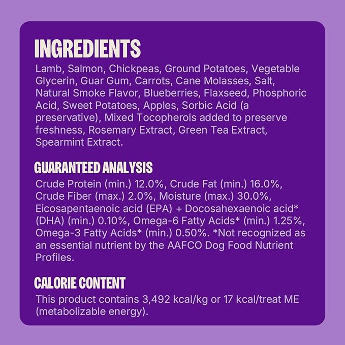 Wellness Soft Puppy Bites Dog Training Treats, Natural, Grain Free, Lamb and Salmon Recipe, 3 oz Bag
