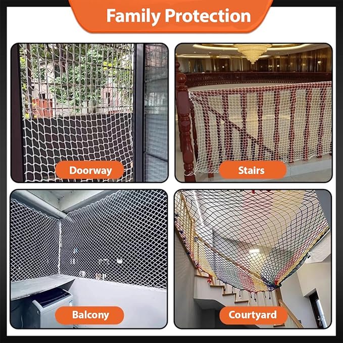 Safety Rope Net for Kids,Knotless Fence Net for Balcony Stairway Guard,Outdoor Terrace Decoration Pet Anti-Fall Rope Netting,Baseball Sports Netting(Size:0.5M*3M(1.64FT*9.84FT),Color:White)