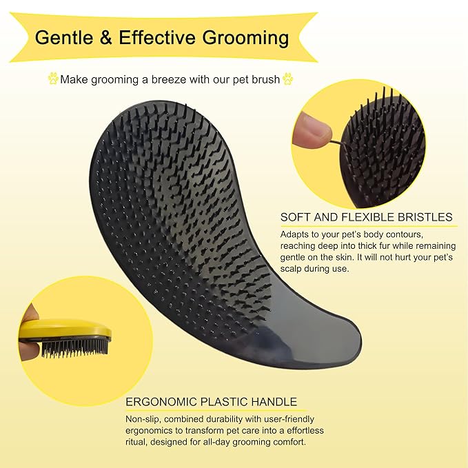 Puppy Brush for Small Dogs - Soft Dog Brush - Perfect Yorkie, Shih Tzu, Maltipoo & Maltese Grooming - Gentle Hair Remover for Easy Pet Grooming at Home - Yellow