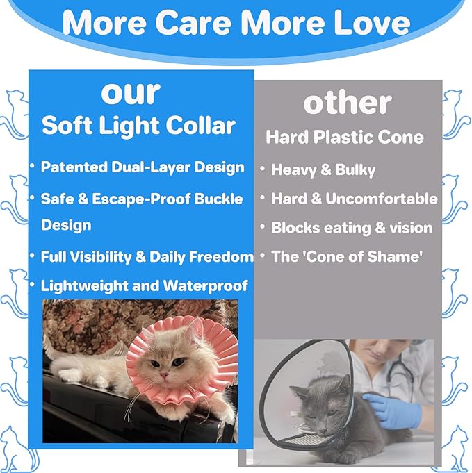 2 Pieces Soft Cat Cone Collar– Adjustable Lightweight Recovery E-Collar to Stop Licking, Scratching & Biting After Surgery, Comfortable Wound Healing Cone Alternative (Blue, M)