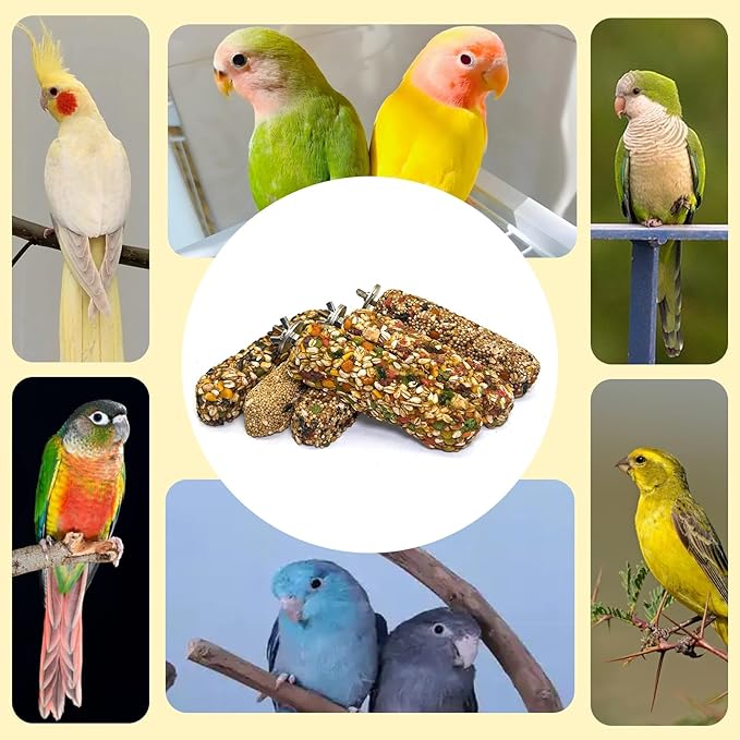6PCS Parakeet Treat,Natural Parrots Treat Sticks,Vegetable & Grain Flavor Crunch Sticks,Bird Treats for Cockatiel Budgies Lovebirds Conure Canary Finches
