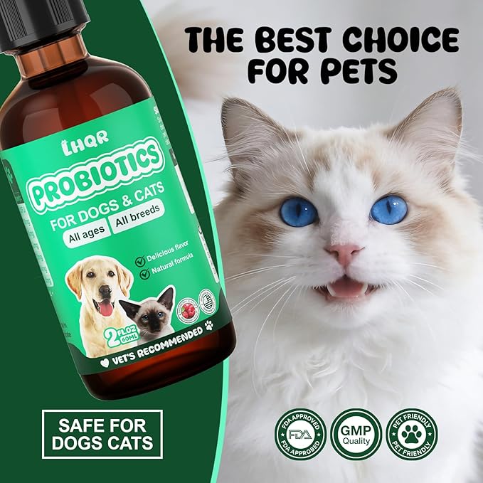 Liquid Probiotics for Dogs & Cats with Prebiotics & Digestive Enzymes - 3-in-1 Formula for Gut Digestive Health & Nutrient Absorption, Supplement Drops - 1.2 Billion CFU - 2 FL Oz