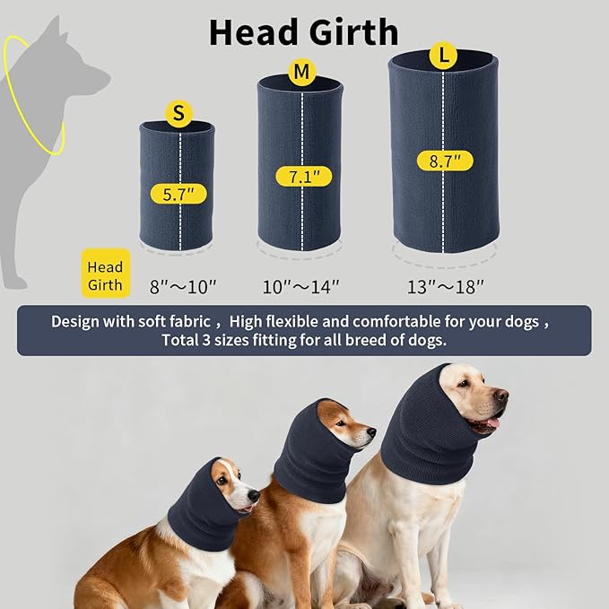 3Pack Dog Calming Hoodie for Small to Large Dogs High Elastic Pet Anxiety Relief Ear Wrap Cat Calming Collar Noise Reduce Protection for Fireworks,Thunder,Force Drying (Small+Medium+Large) (Grey)