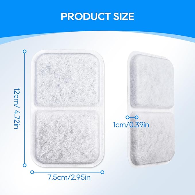 Cat Litter Box Filter Replacement for Catit Jumbo Hooded Cat Litter Pan, Compatible with Airsift Litter Box Filters, Odor Absorbing Pet Air Filter Purifier, 4 Pack, White