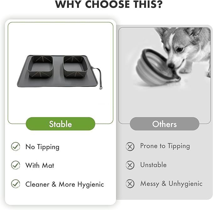 Travel Dog Bowls 20oz, BPA-Free Silicone 2-in-1 Pet Food Water Bowls, Portable Collapsible Dog Bowls for Traveling Camping Hiking Outdoor