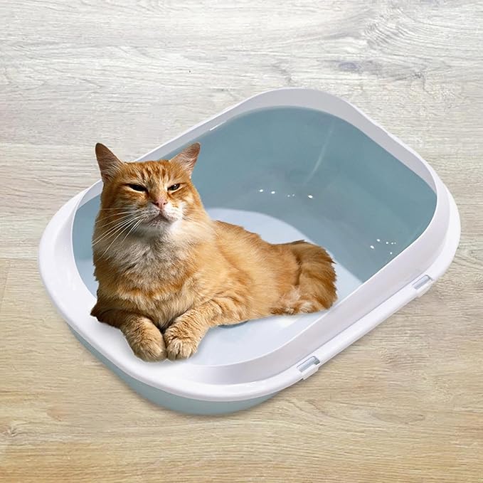 Cat Toilet Cat Litter Tray Open Top Pet Litter Tray Durable Large Space Bedpan Kitty Litter Pan, Cat for Dog Small Animals Kittens, Blue