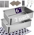 2 pack Stainless Steel Cat Litter Box with High Sides - Metal Cat Pan, Large Indoor Litter Tray, Never Absorbs Odor, Pet Toilet Supplies Smooth Surface for Kitten, Kitty, Rabbit 17.5"13.5"x6"