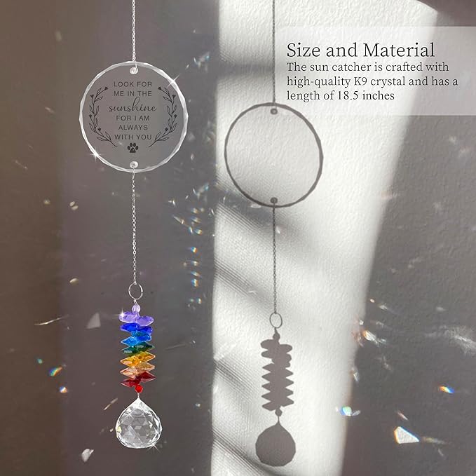 Pet Memorial Suncatcher Look for me in The Sunshine - Dog Memorial Gifts - Pet Loss - Thoughtful Dogs and Cats Remembrance - Pet Sympathy - Crystal Bereavement Gift