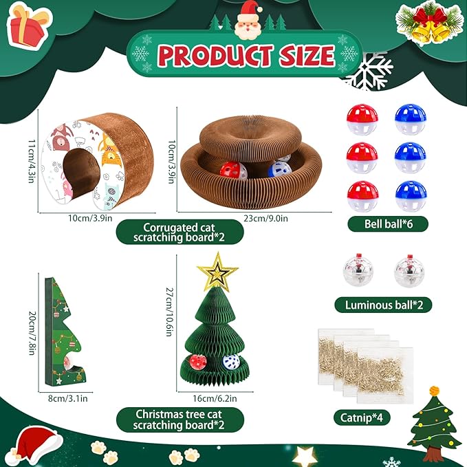 4 Pack Magic Organ Cat Scratching Board Toy Foldable Interactive Cat Toy with 8 PCS Ball Reversible Infinity Style Magic Organ Cat Toy for Indoor Cats Claw Care,Mental Stimulation,Enrichment Play